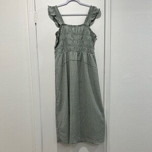 Girls Green Gingham Sundress with Ruffle Straps